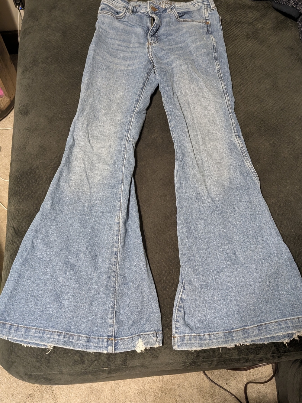 Retro Wrangler Light Blue Women's Flared Jeans - Picture 2 of 2